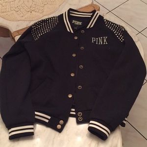 Victoria’s Secret Pink Varsity Studded Jacket.